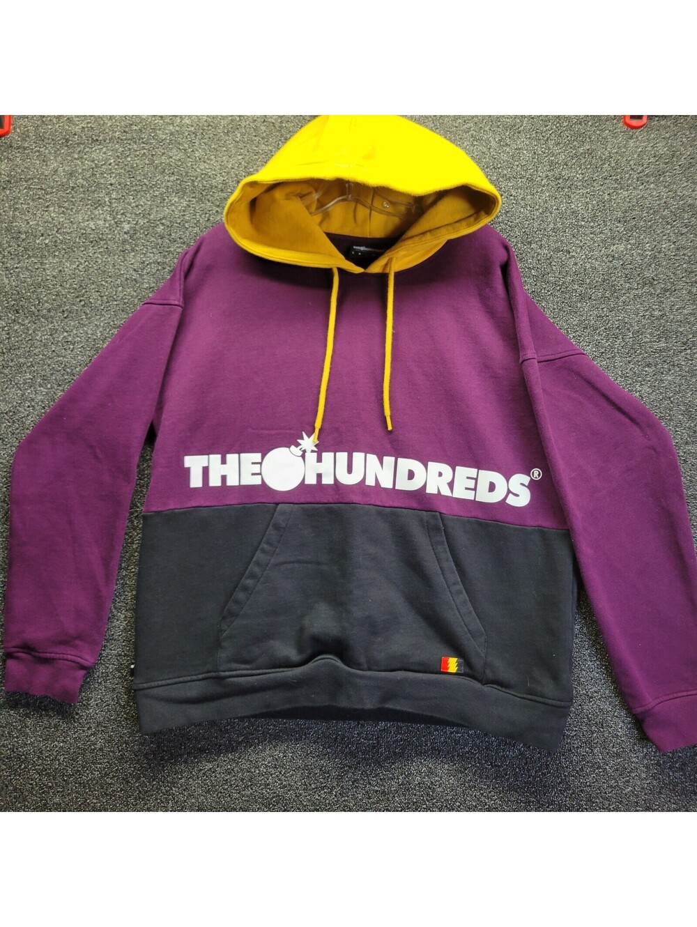 The Hundreds Mens Purple Black Long Sleeve Sierra Pullover Hoodie Size L